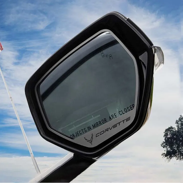 2020-2024 C8 Corvette - Etched CORVETTE Side Mirror Trim 2Pc - Brushed Finish