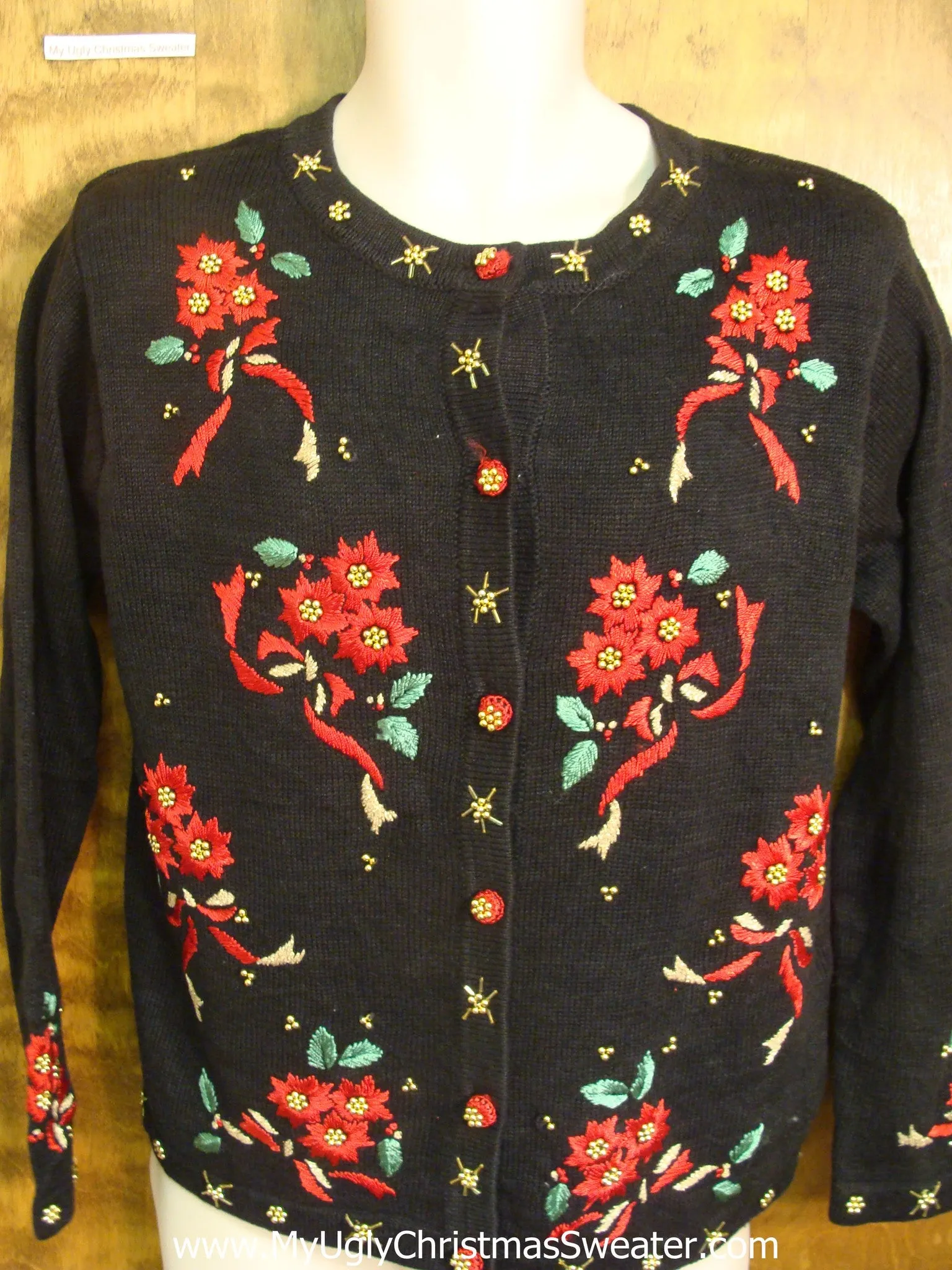 80s Poinsettias Horrible Christmas Sweater