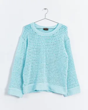 Albus Lumen 'hero' cotton crochet knit, aqua, 8