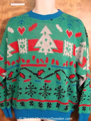 Amazing 80s 2sided Classic Ugly Christmas Sweater Pullover