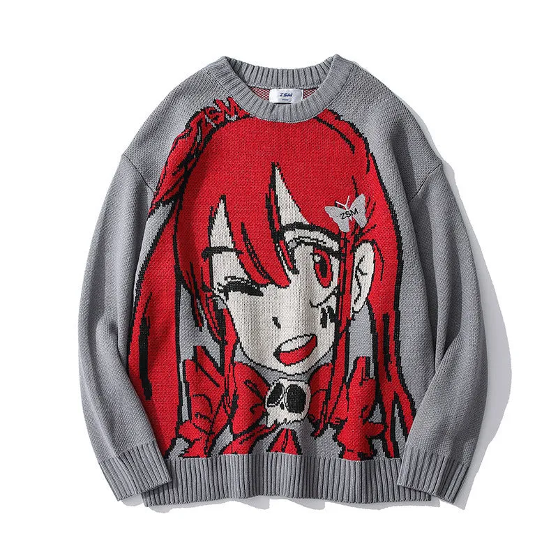 Anime Graphic Unisex Pullover Sweater – Bold and Playful Design