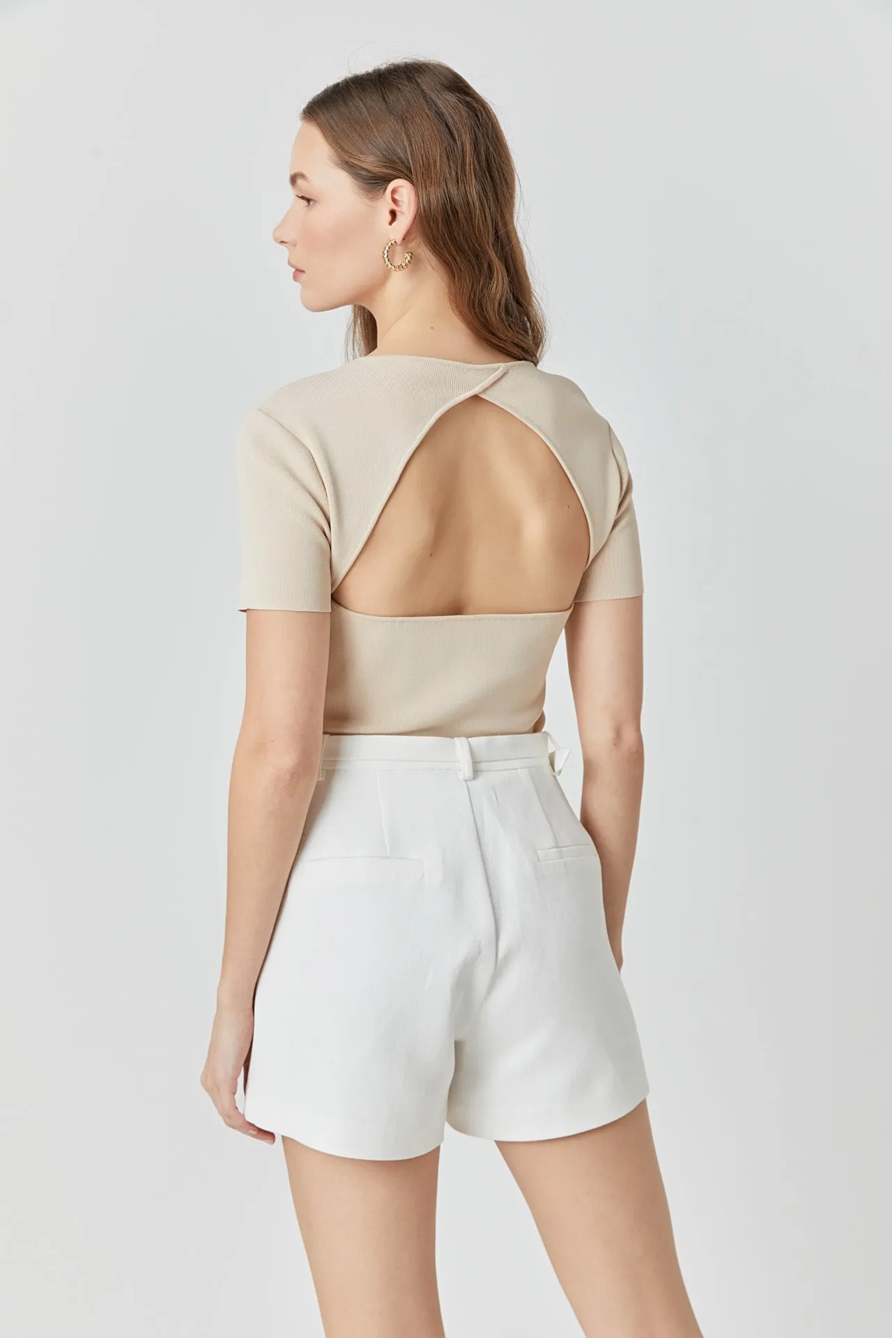 Back Cut-out Detail Knit Top