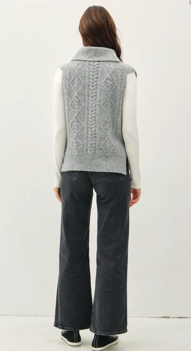 Be Cool Cable Knit Turtle Neck Sweater Vest