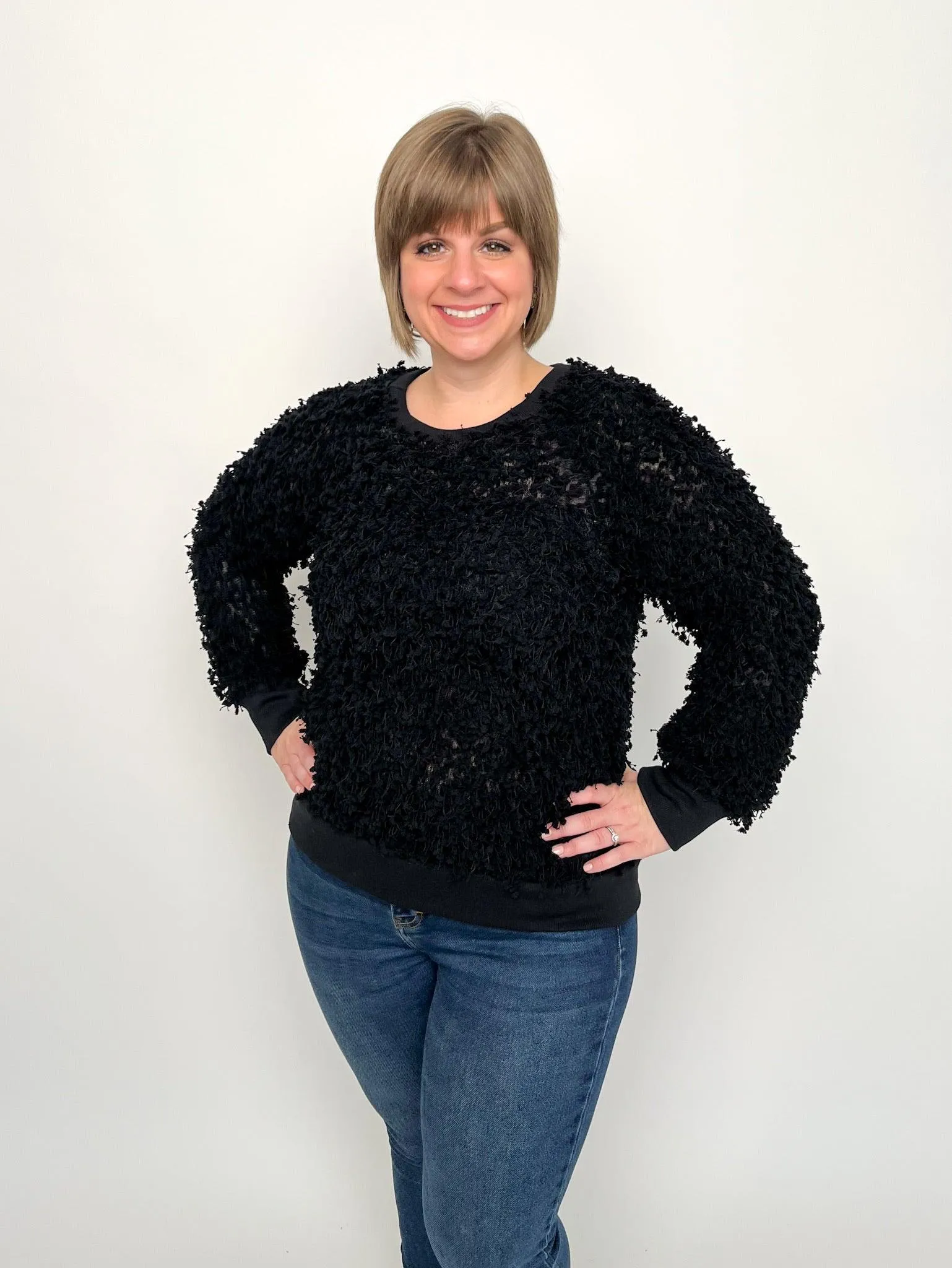 Black Boucle Sweater