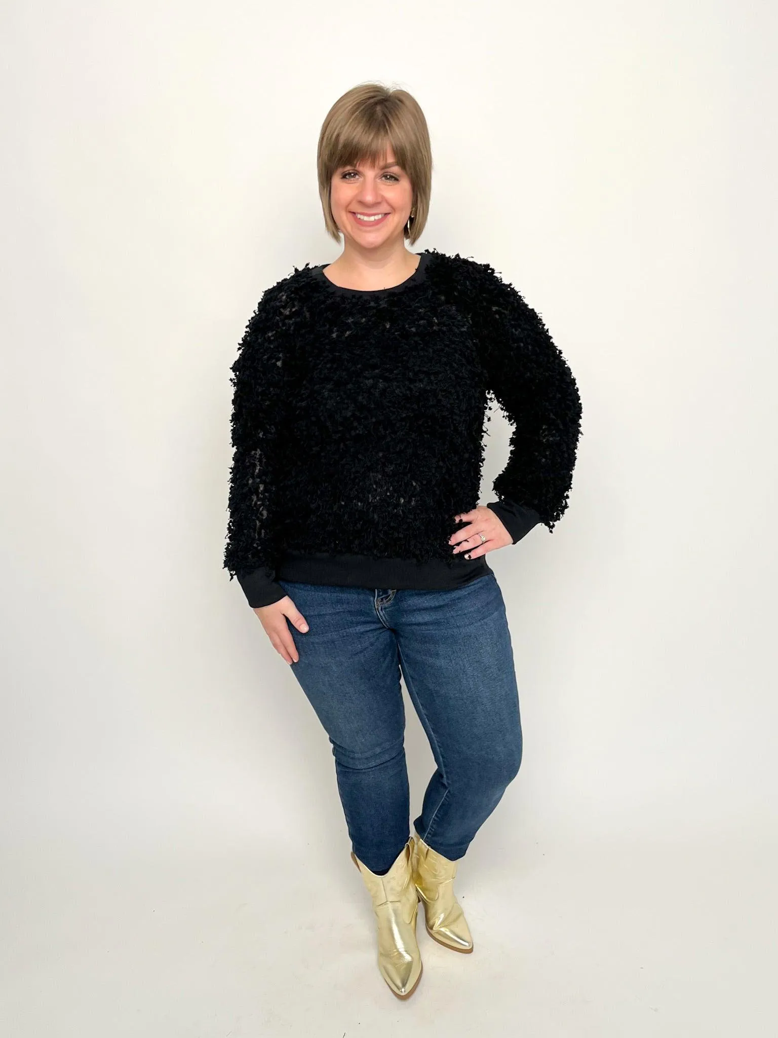 Black Boucle Sweater