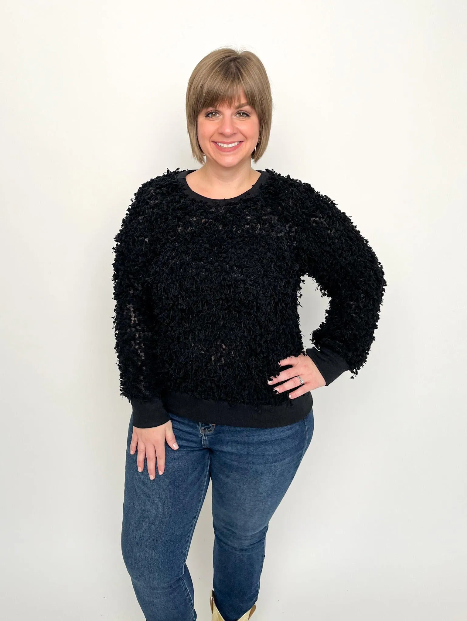 Black Boucle Sweater