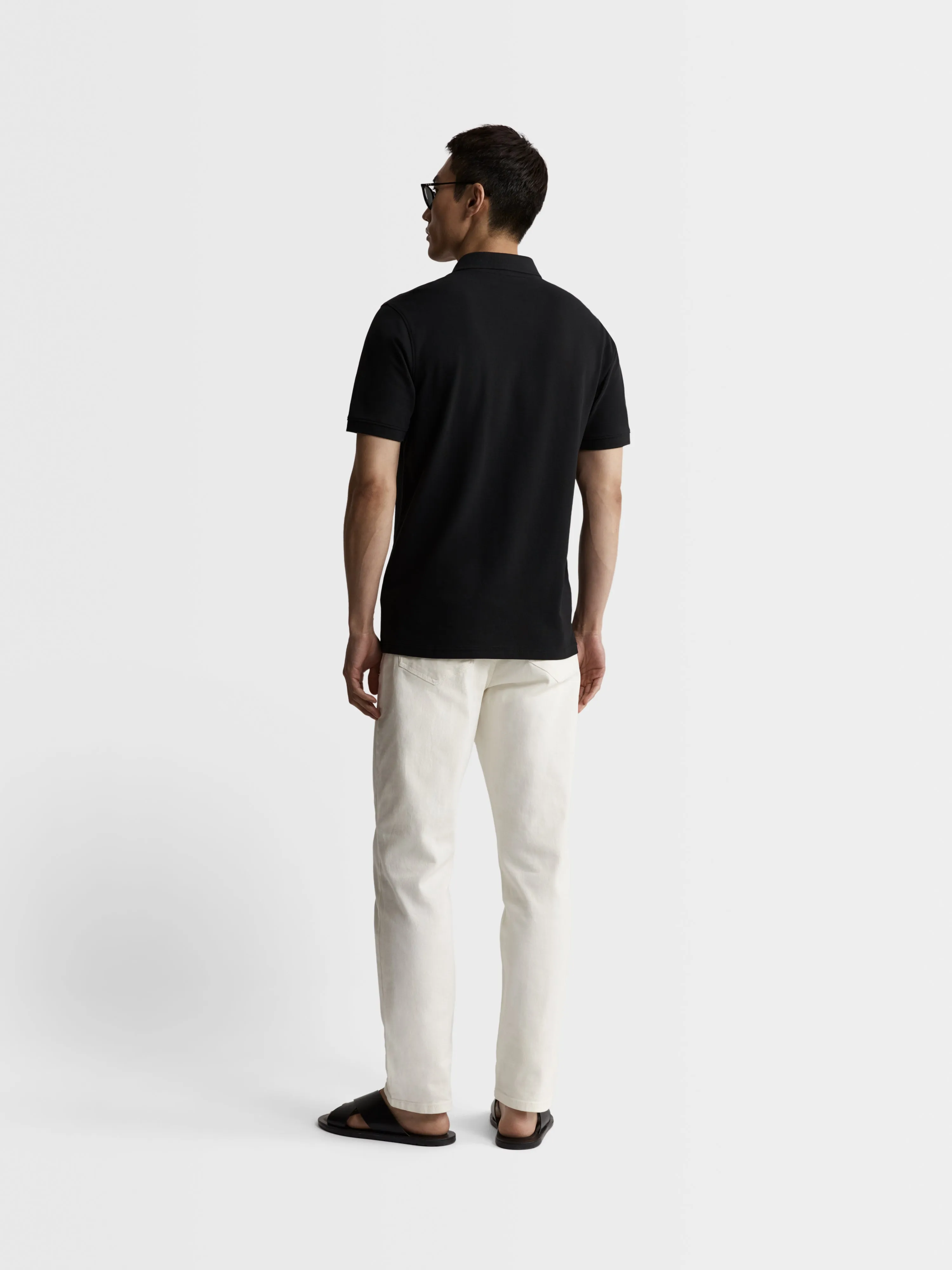 Black Pique Egyptian Cotton Polo