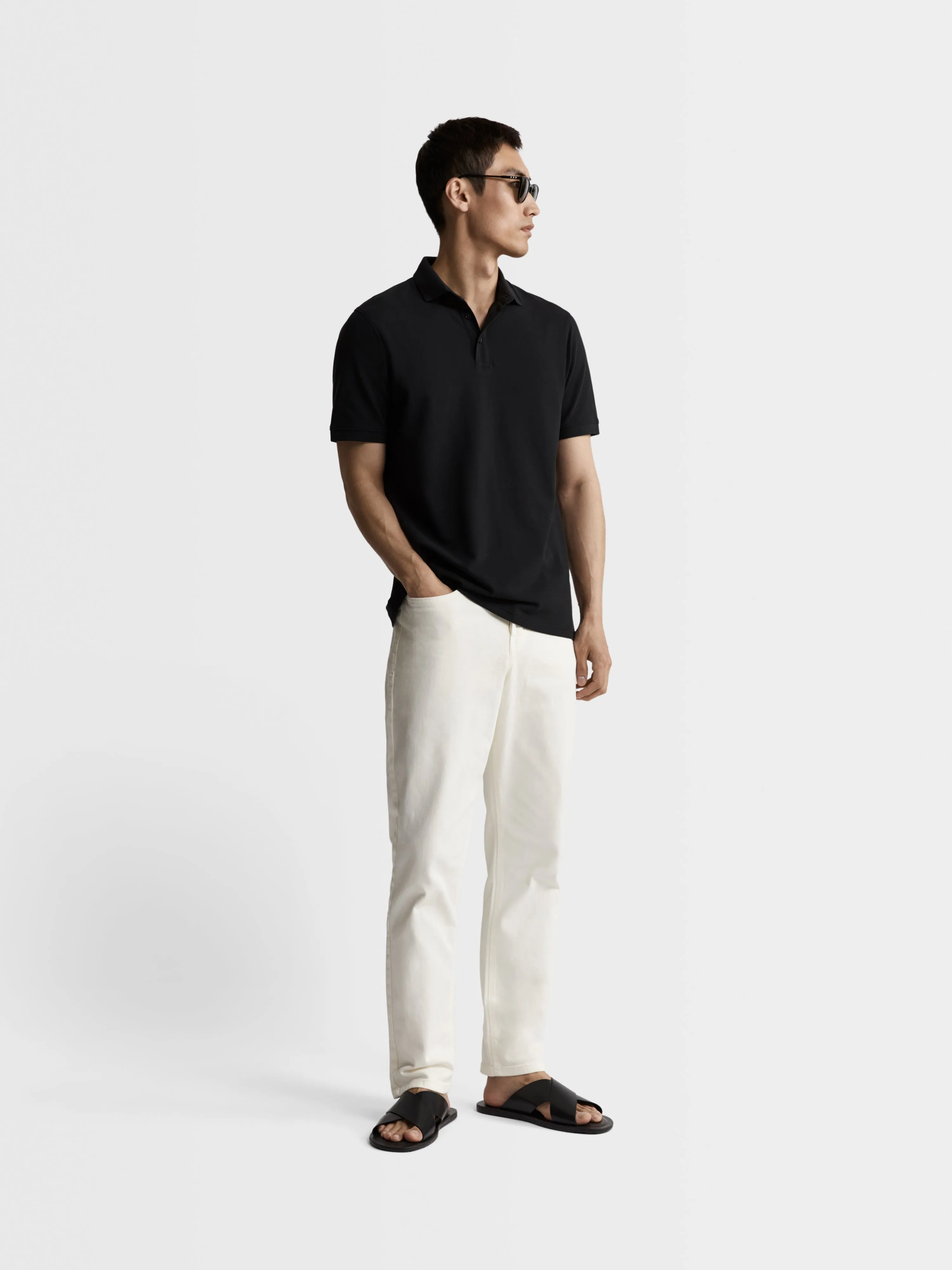 Black Pique Egyptian Cotton Polo