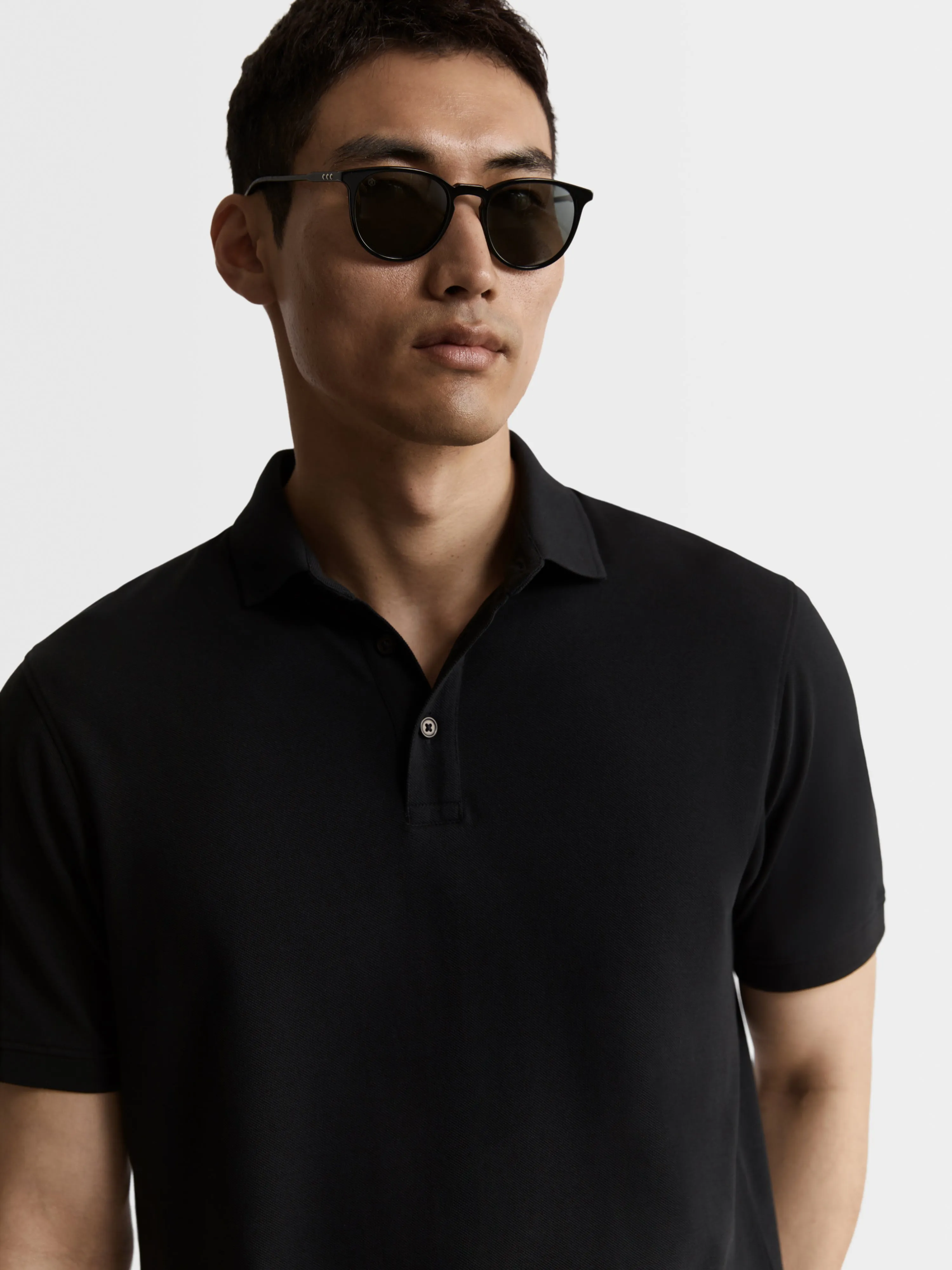 Black Pique Egyptian Cotton Polo