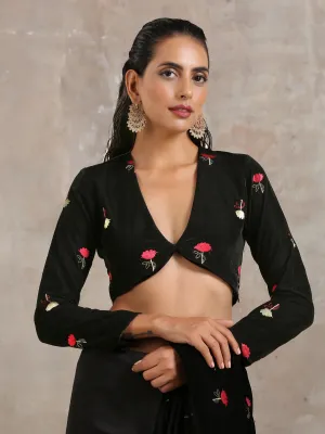 Black Velvet Embroidered Blouse