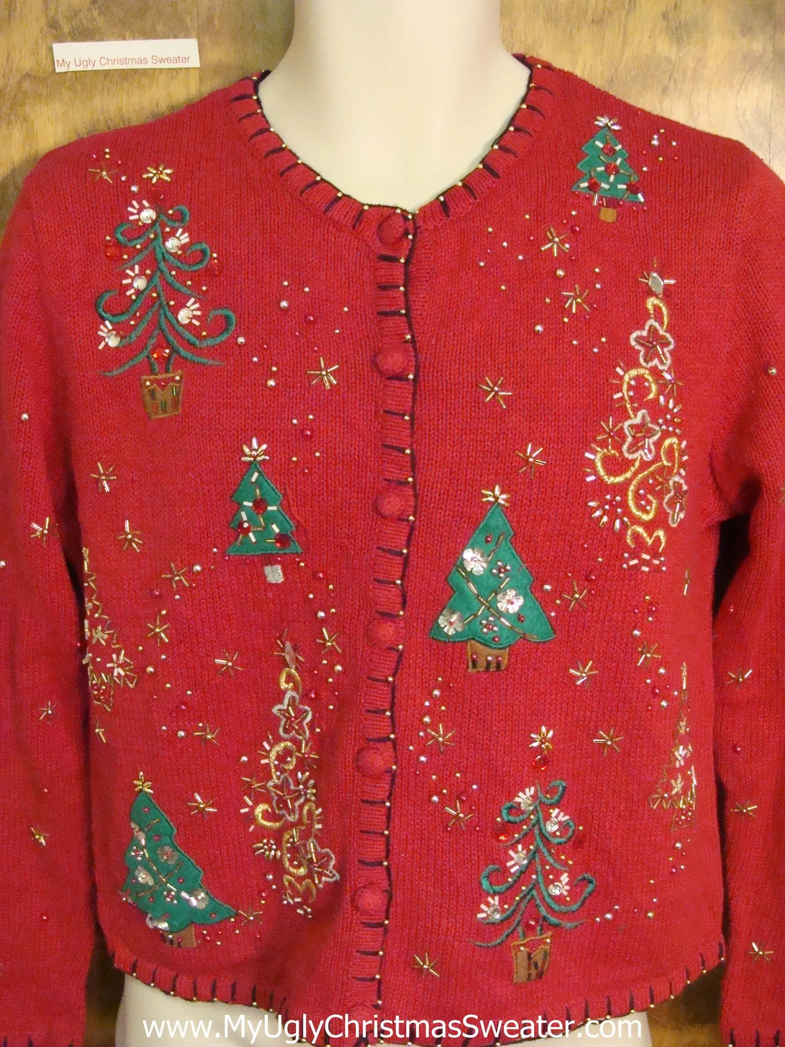 Bling Trees Ugly Christmas Jumper Cardigan