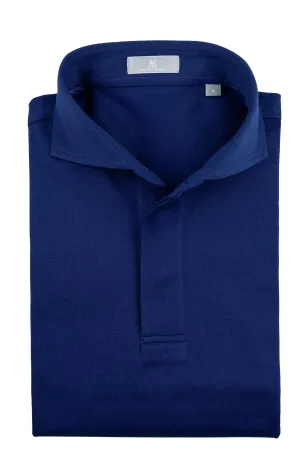 Bright Navy Spread Collar Polo Shirt - Short Sleeve Davis Fit (Slim)