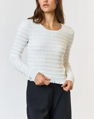 Bubbly Knit Textured Long Sleeve Sweater