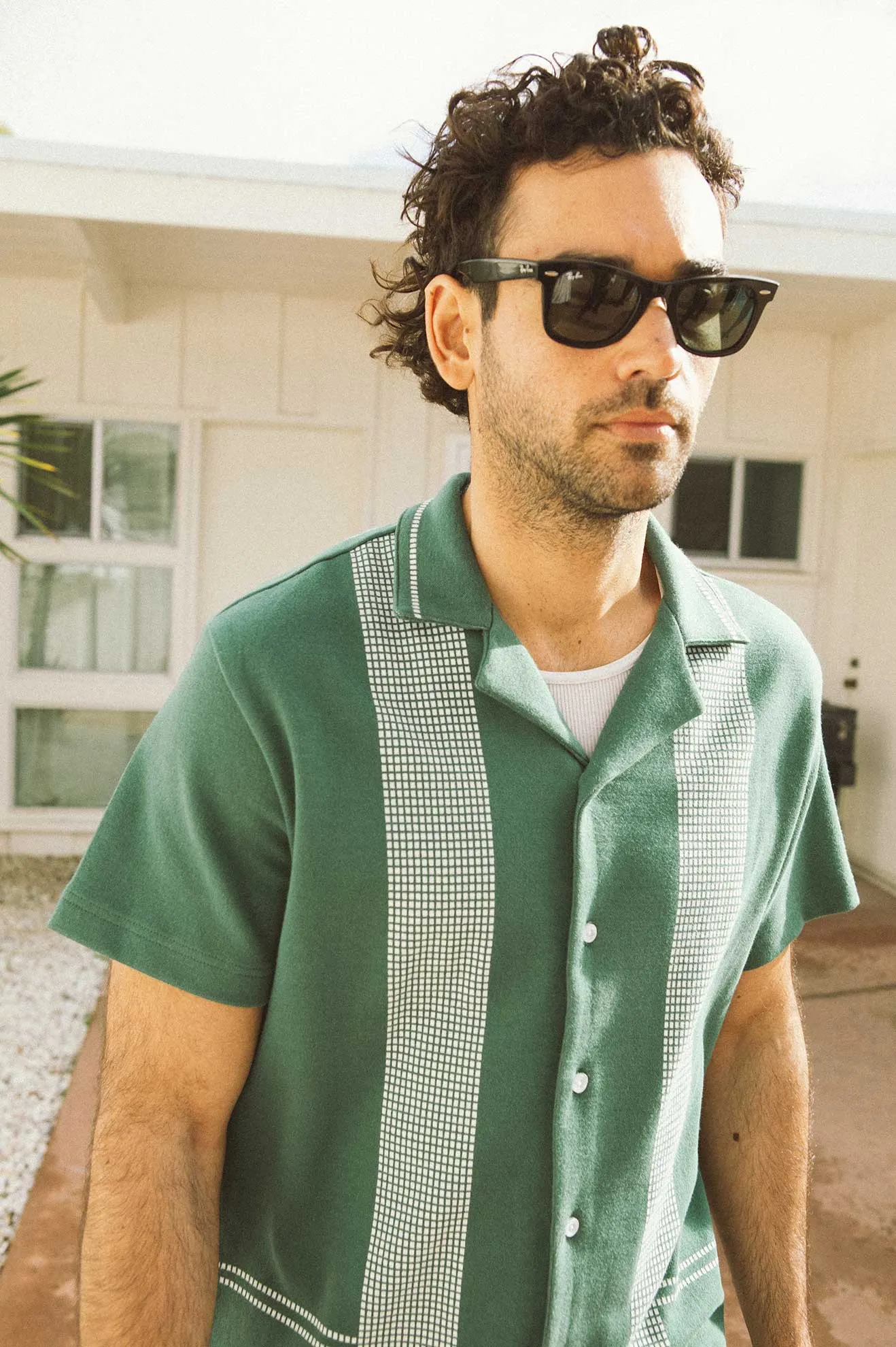 Bunker Jacquard S/S Camp Collar Knit Shirt - Trekking Green