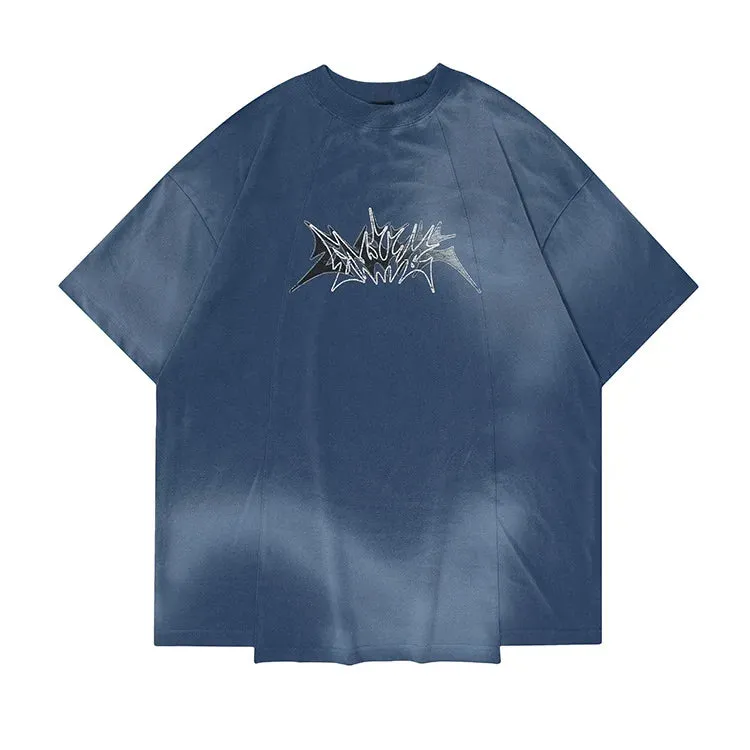 Burst Invasion Pleated Design Tee - Casual Summer Style