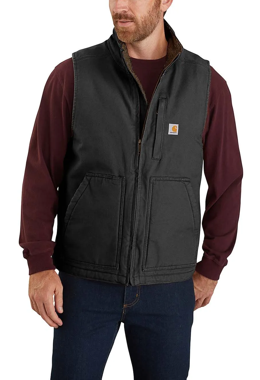 Carhartt&#x20;Work&#x20;Vest&#x20;Washed&#x20;Duck&#x20;Sherpa-Lined&#x20;104277&#x20;-&#x20;Black