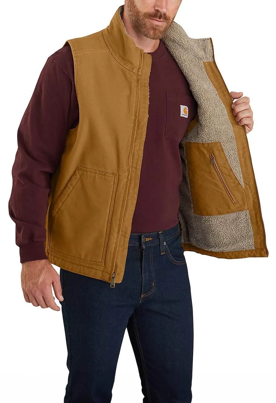 Carhartt&#x20;Work&#x20;Vest&#x20;Washed&#x20;Duck&#x20;Sherpa-Lined&#x20;104277&#x20;-&#x20;Brown