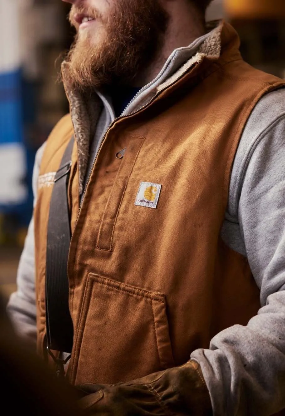 Carhartt&#x20;Work&#x20;Vest&#x20;Washed&#x20;Duck&#x20;Sherpa-Lined&#x20;104277&#x20;-&#x20;Brown