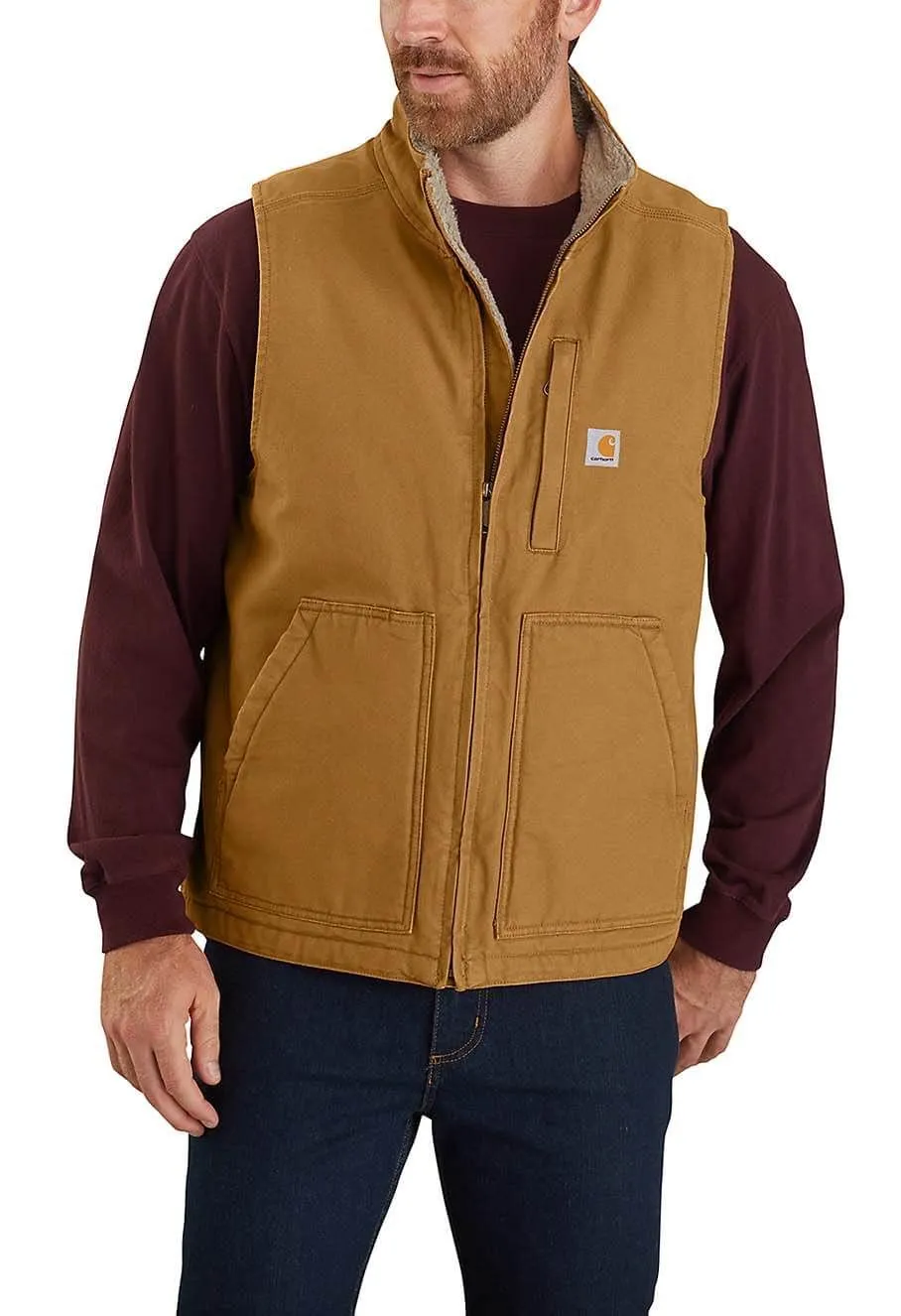 Carhartt&#x20;Work&#x20;Vest&#x20;Washed&#x20;Duck&#x20;Sherpa-Lined&#x20;104277&#x20;-&#x20;Brown