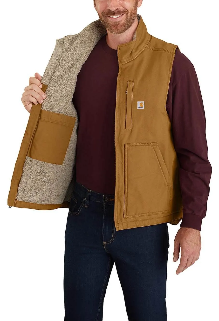 Carhartt&#x20;Work&#x20;Vest&#x20;Washed&#x20;Duck&#x20;Sherpa-Lined&#x20;104277&#x20;-&#x20;Brown