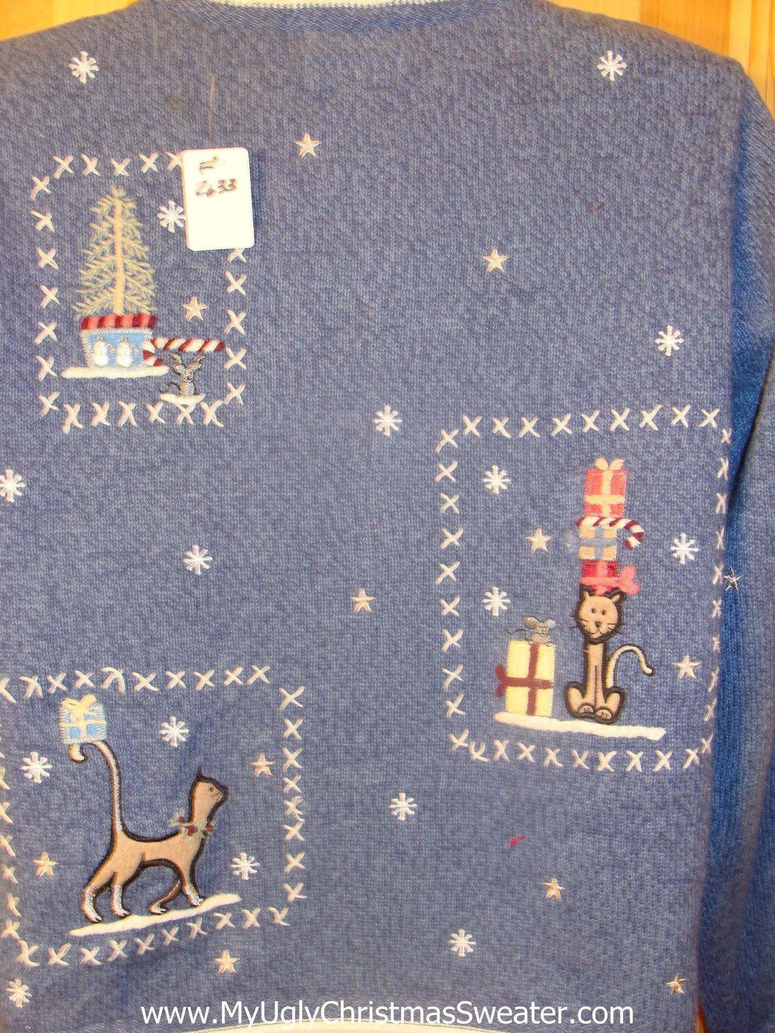 Cat Themed Ugly Christmas Sweater Cardigan