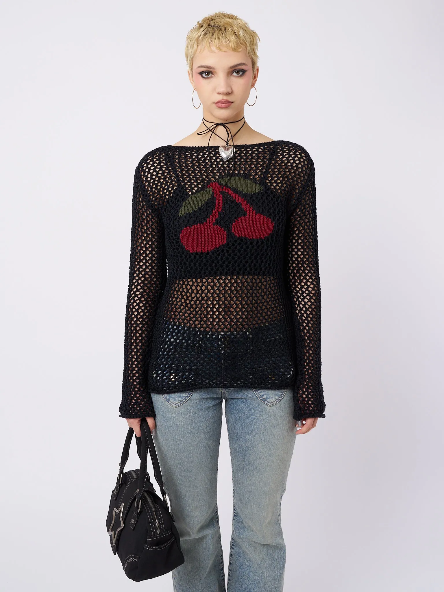 Cerise Open Knit Jumper