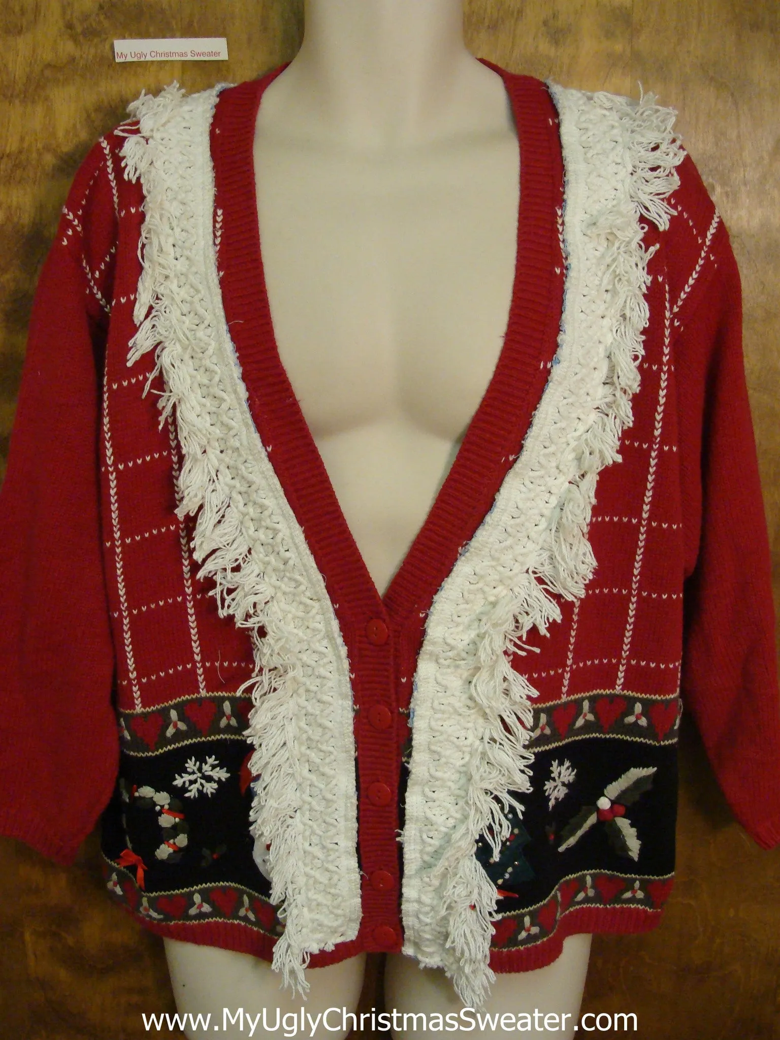 Cheap Ugly Christmas Sweater with Awful Fringe