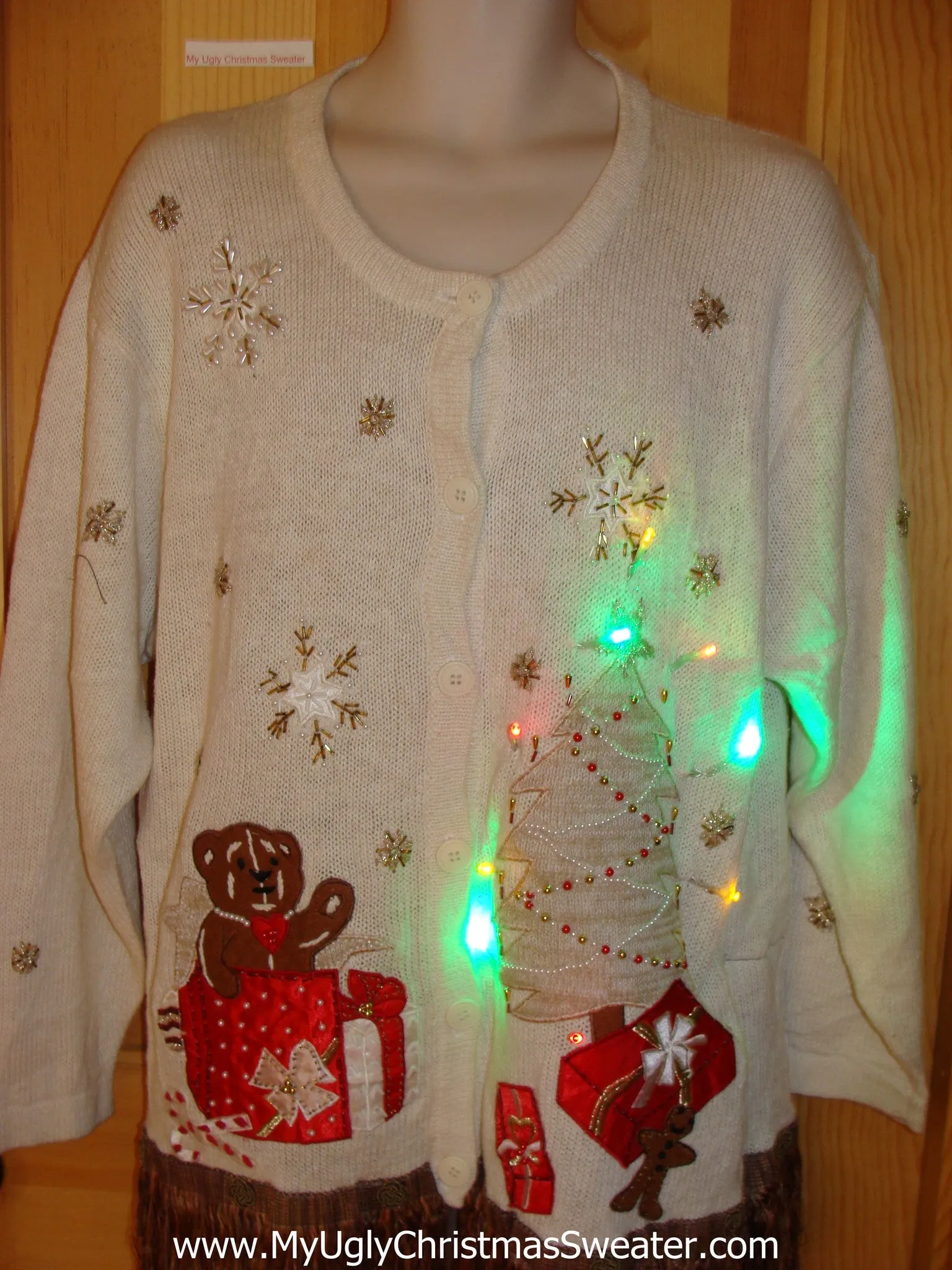 Christmas Sweater Long Fringe and Lights