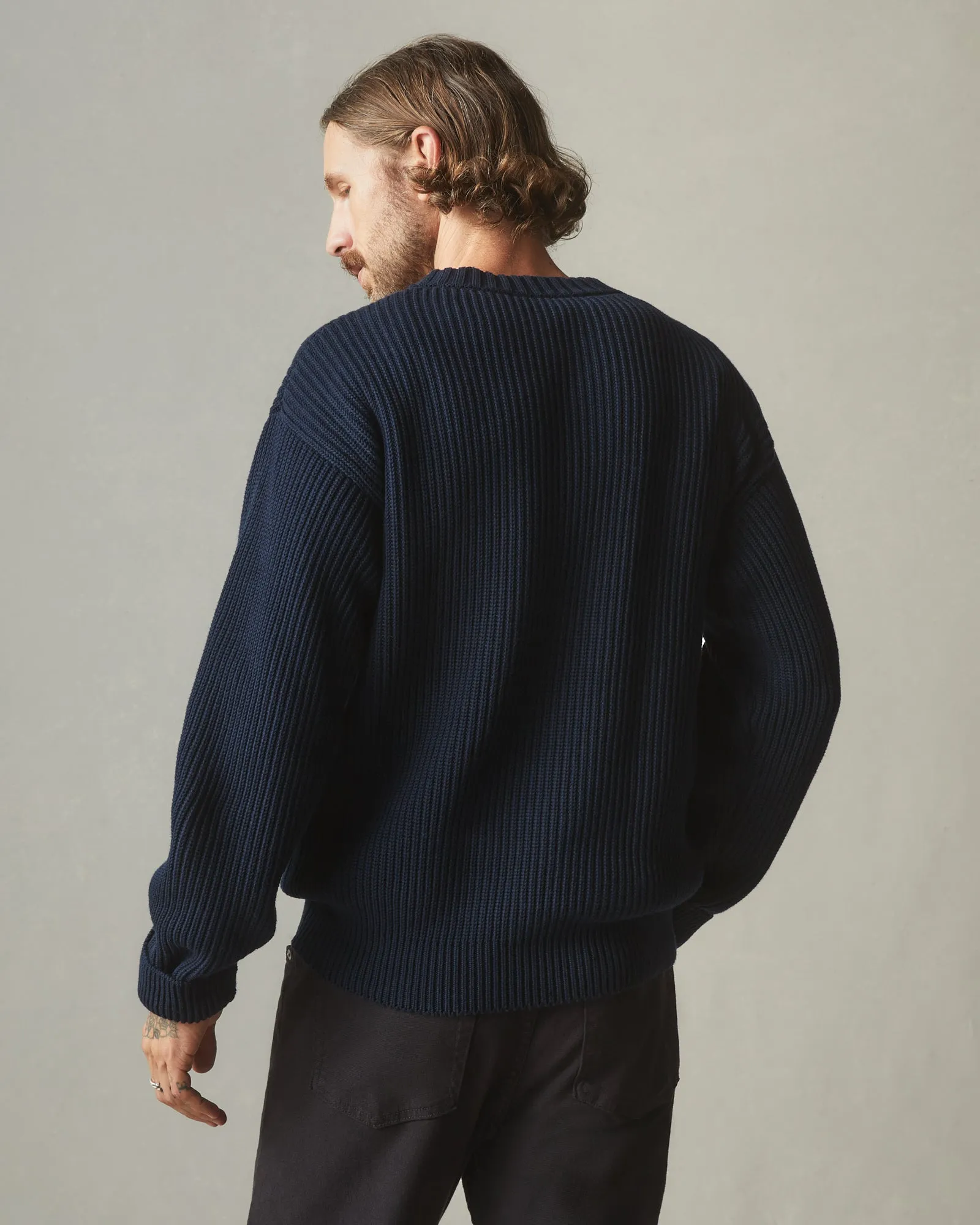 Chunky Cotton Sweater - Dark Navy