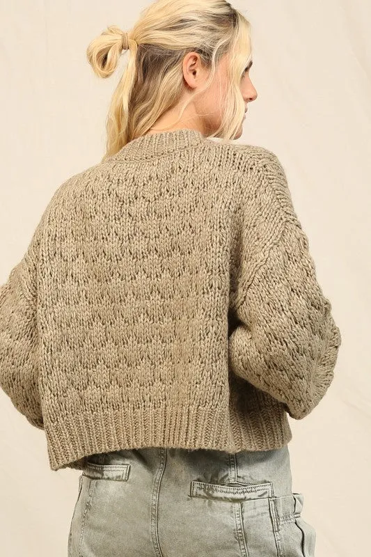 CHUNKY KNIT CARDIGAN (OLIVE)