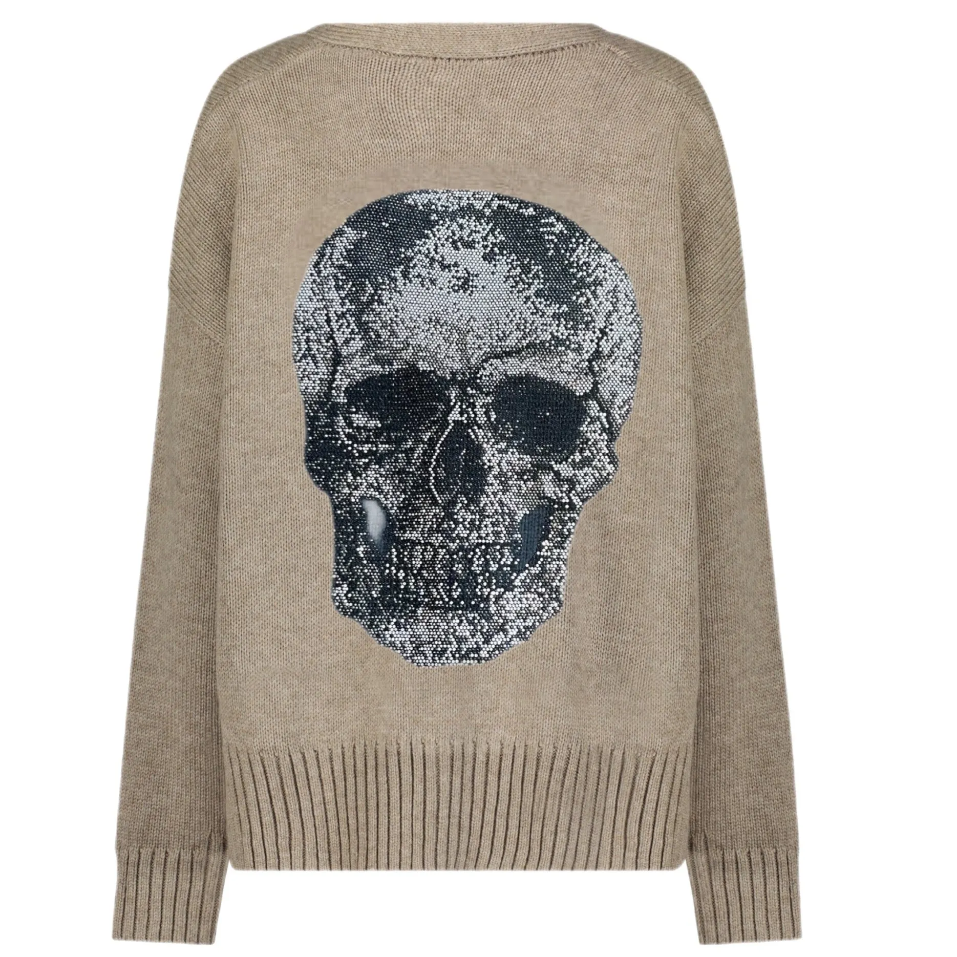 Chunky Skull Cardigan Taupe