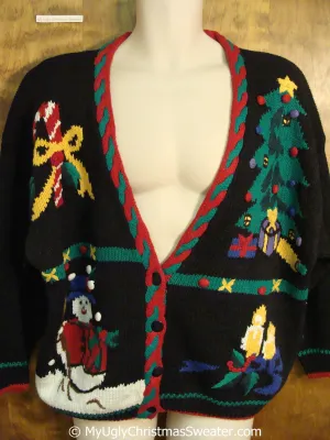 Colorful 80s Tacky Christmas Sweater with Padded Shoulders