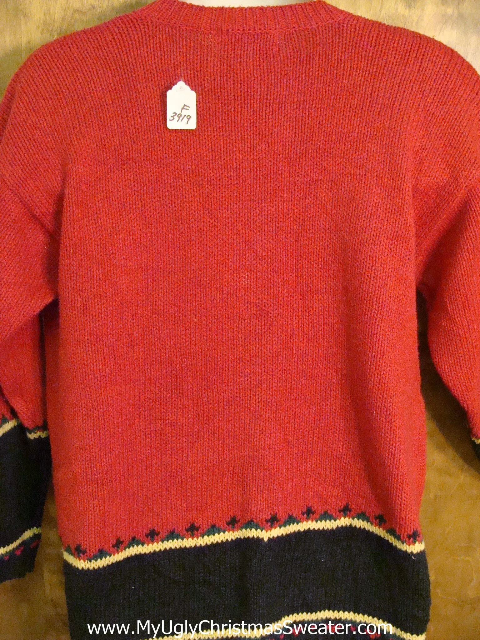 Corny Cheesy 80s Red Christmas Sweater with Poinsettias