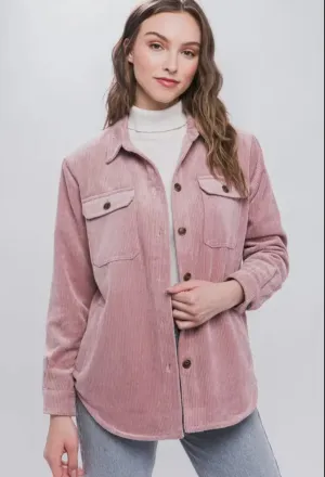 Cozy Corduroy Shacket: pink