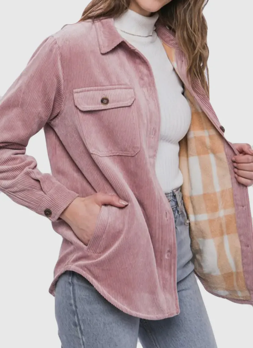 Cozy Corduroy Shacket: pink