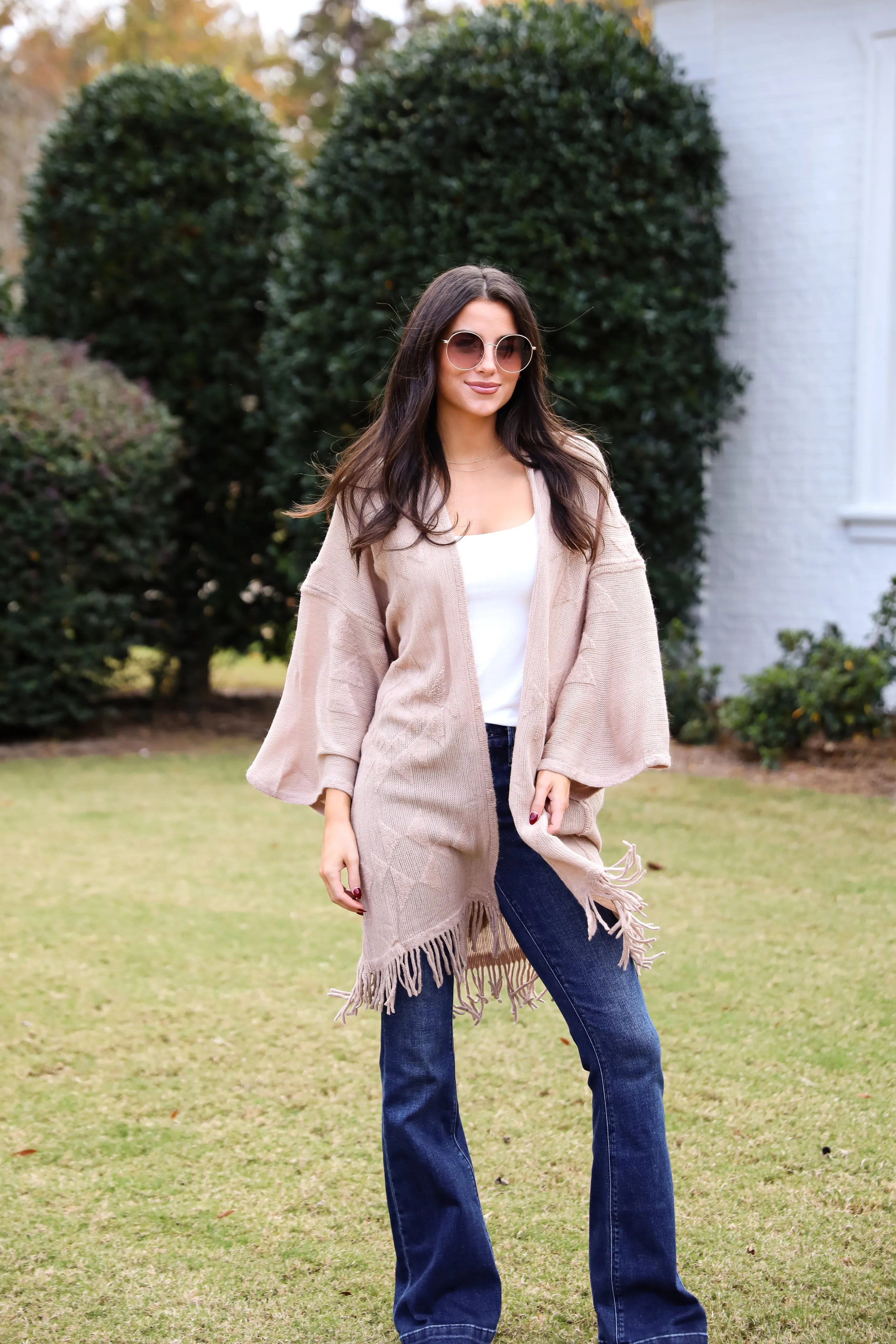 Cozy Inclination Beige Fringe Shawl - DOORBUSTER