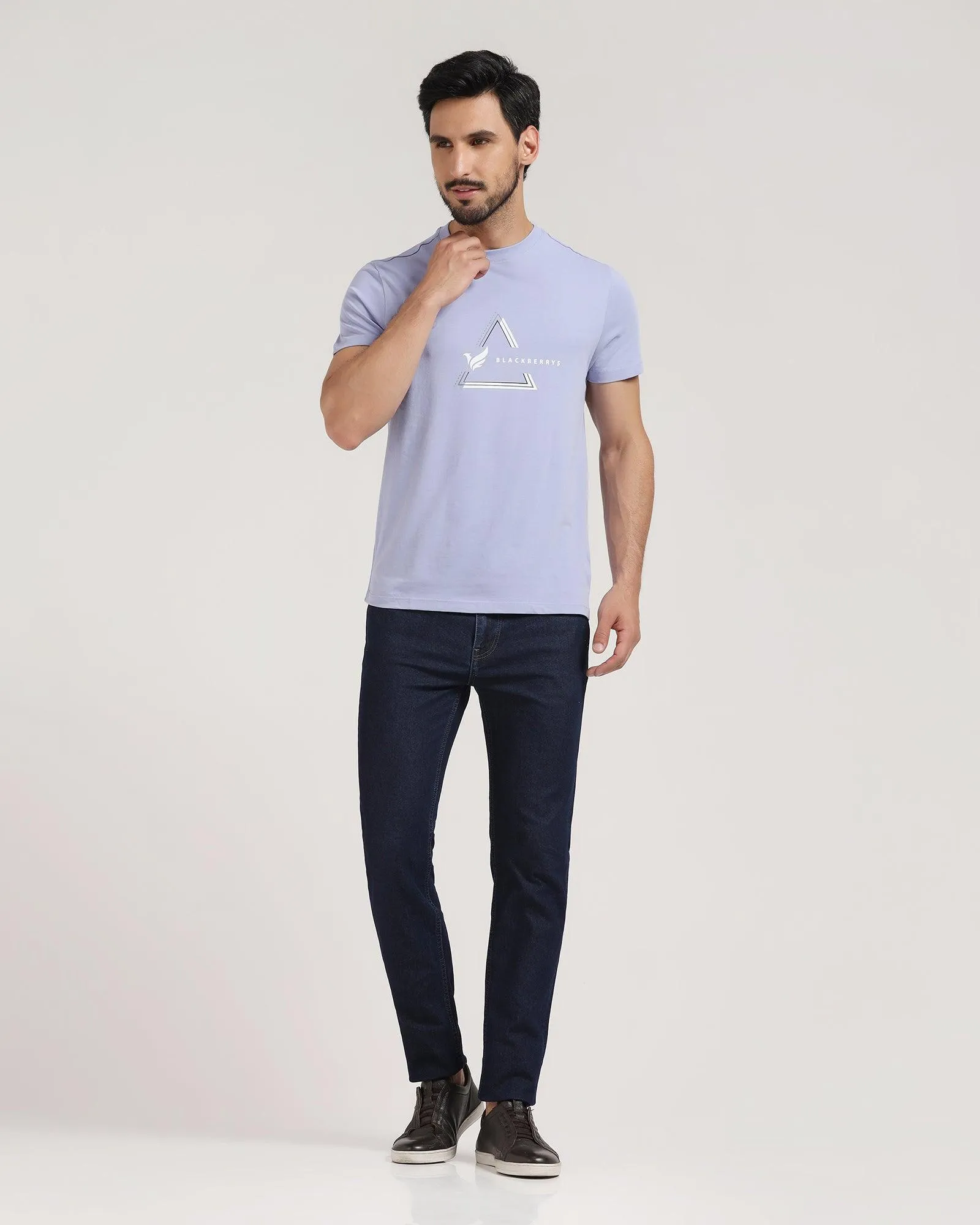 Crew Neck Blue Heron Solid T-Shirt - Pepper