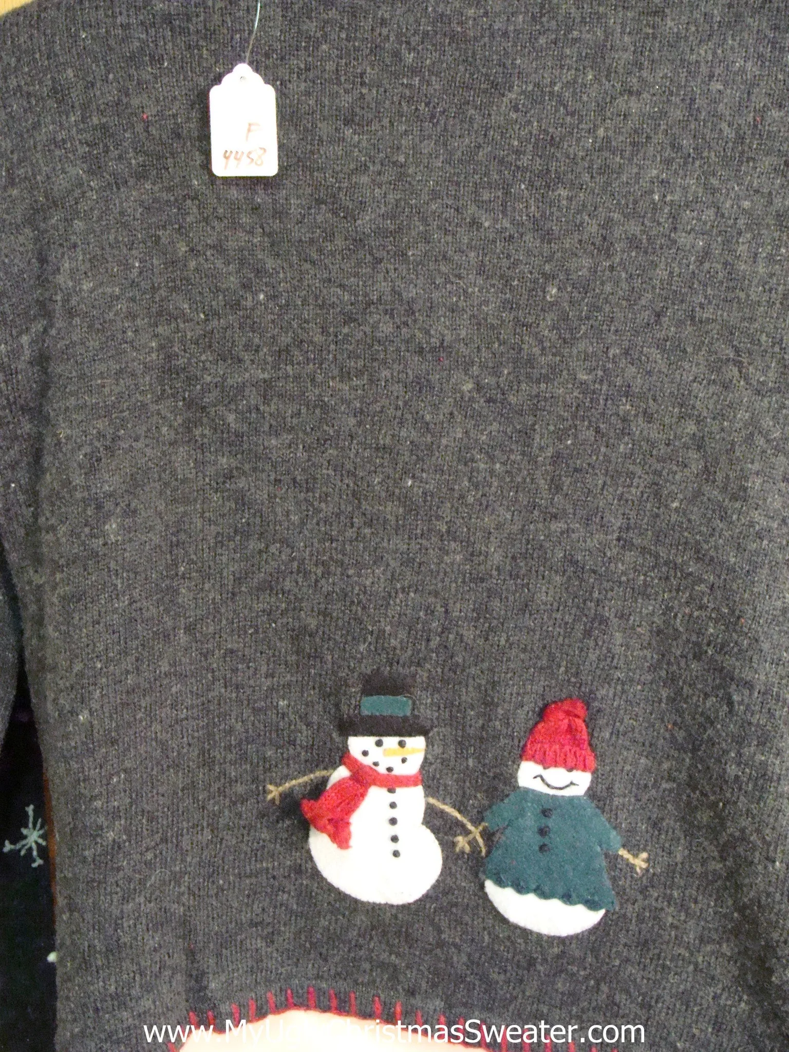 Cute Blue Xmas Sweater with Snowmen on Front and Back