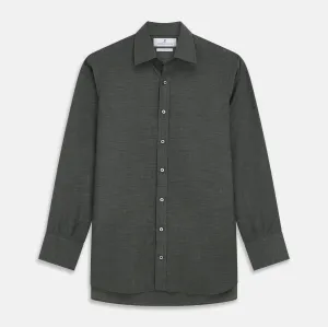 Dark Green Cotton Melange Regular Fit Mayfair Shirt