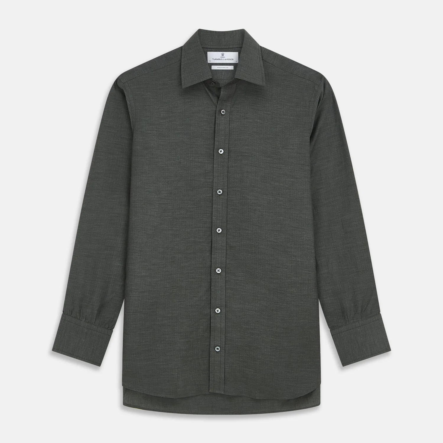 Dark Green Cotton Melange Regular Fit Mayfair Shirt