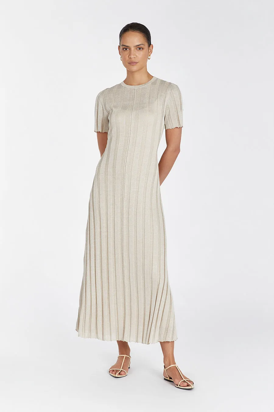 EDEN NATURAL SHORT SLEEVE MAXI DRESS