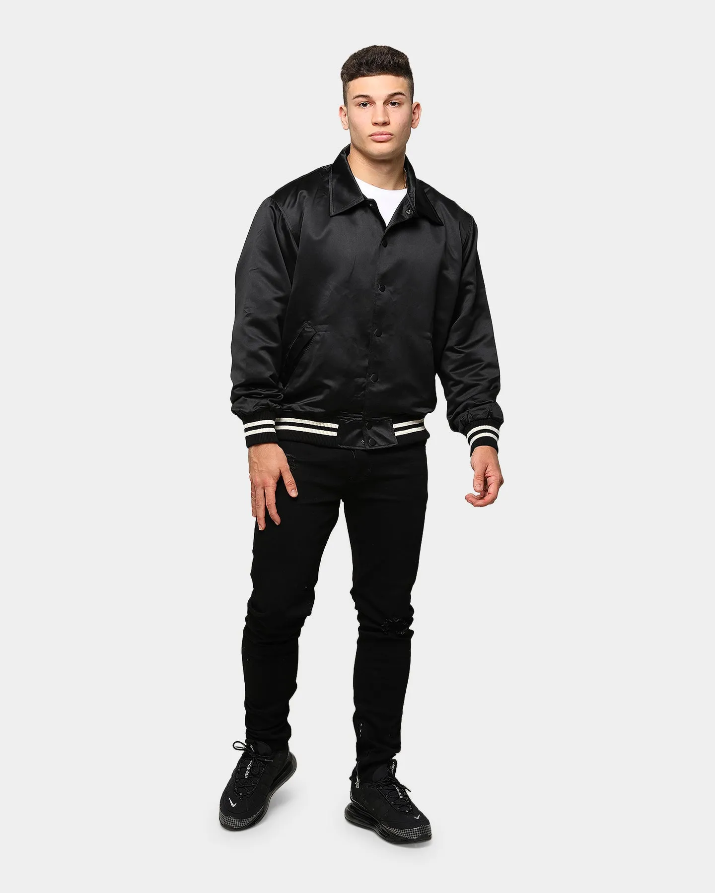 EN ES Men's Outfield Satin Jacket Black/Cream