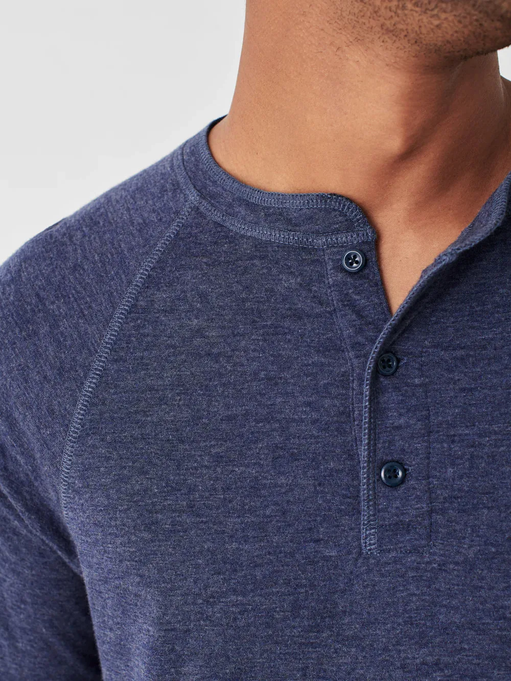 Faherty Cloud Long-Sleeve Henley, Navy Heather