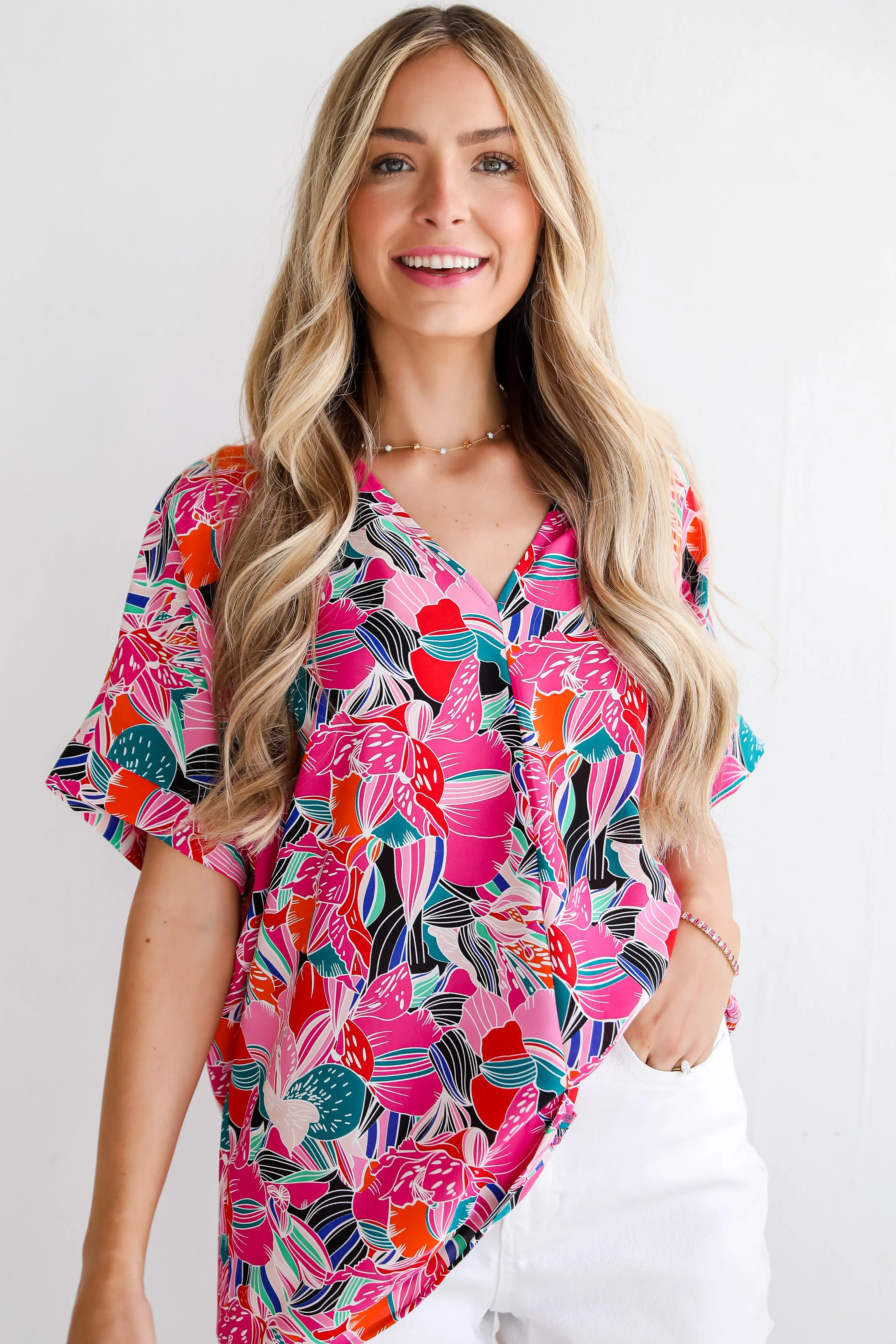 FINAL SALE - Charming Potential Pink Floral Blouse