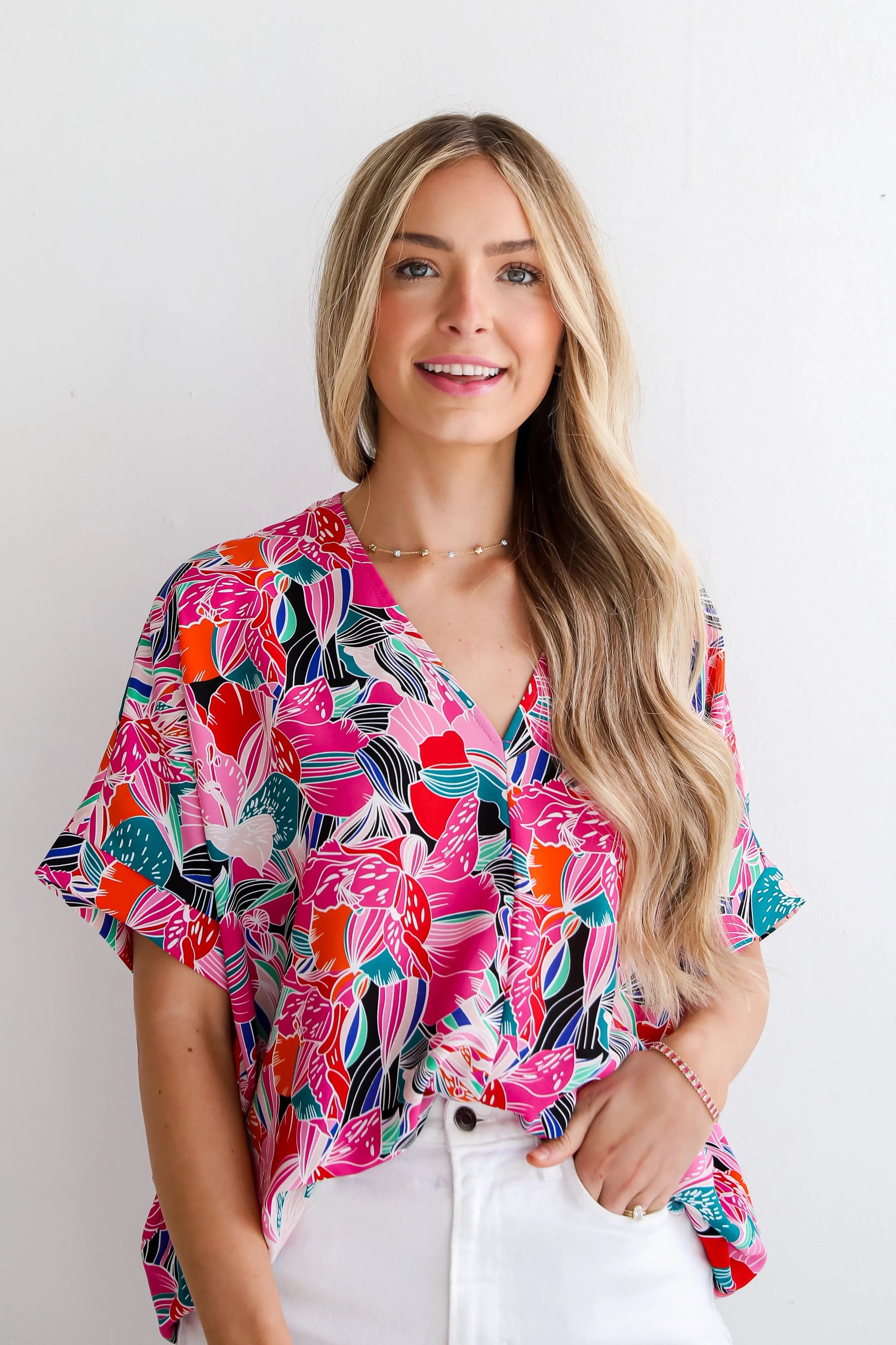 FINAL SALE - Charming Potential Pink Floral Blouse