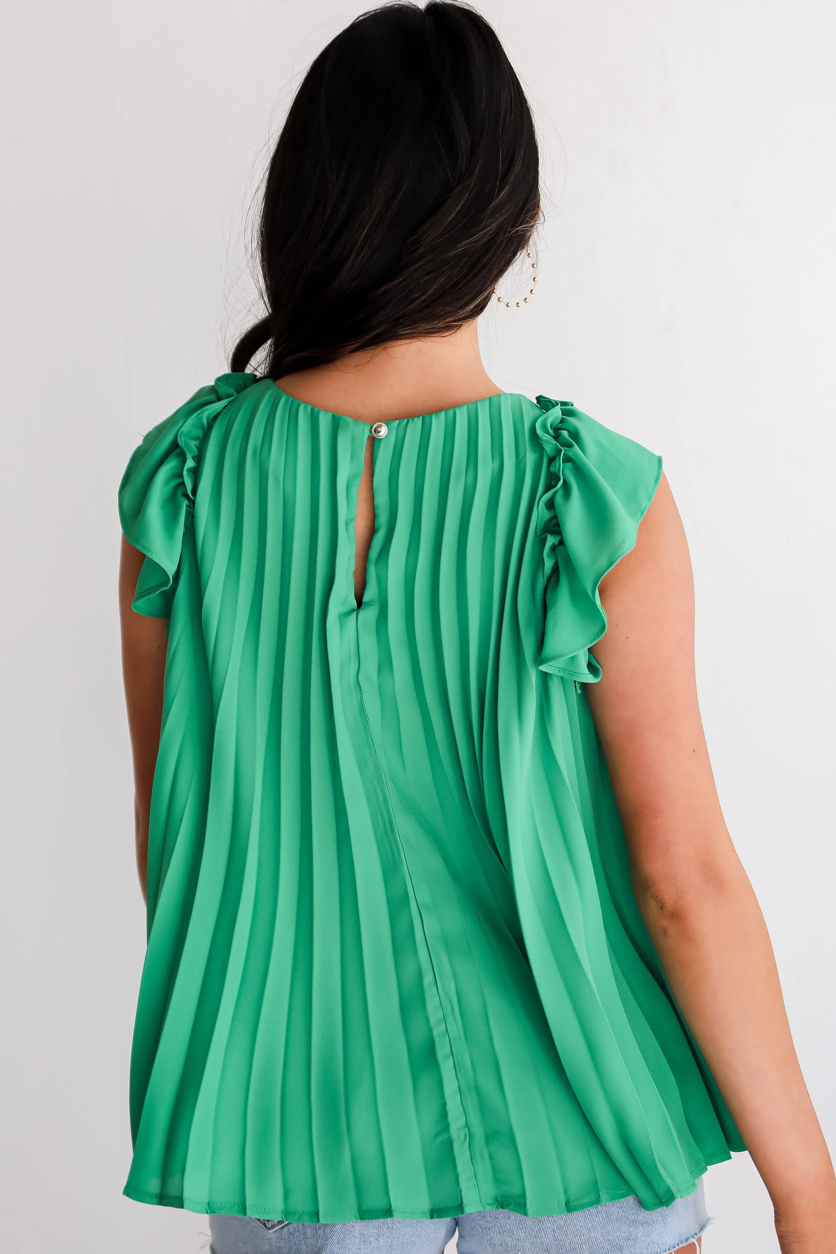 FINAL SALE - Favorite Event Kelly Green Pleated Blouse