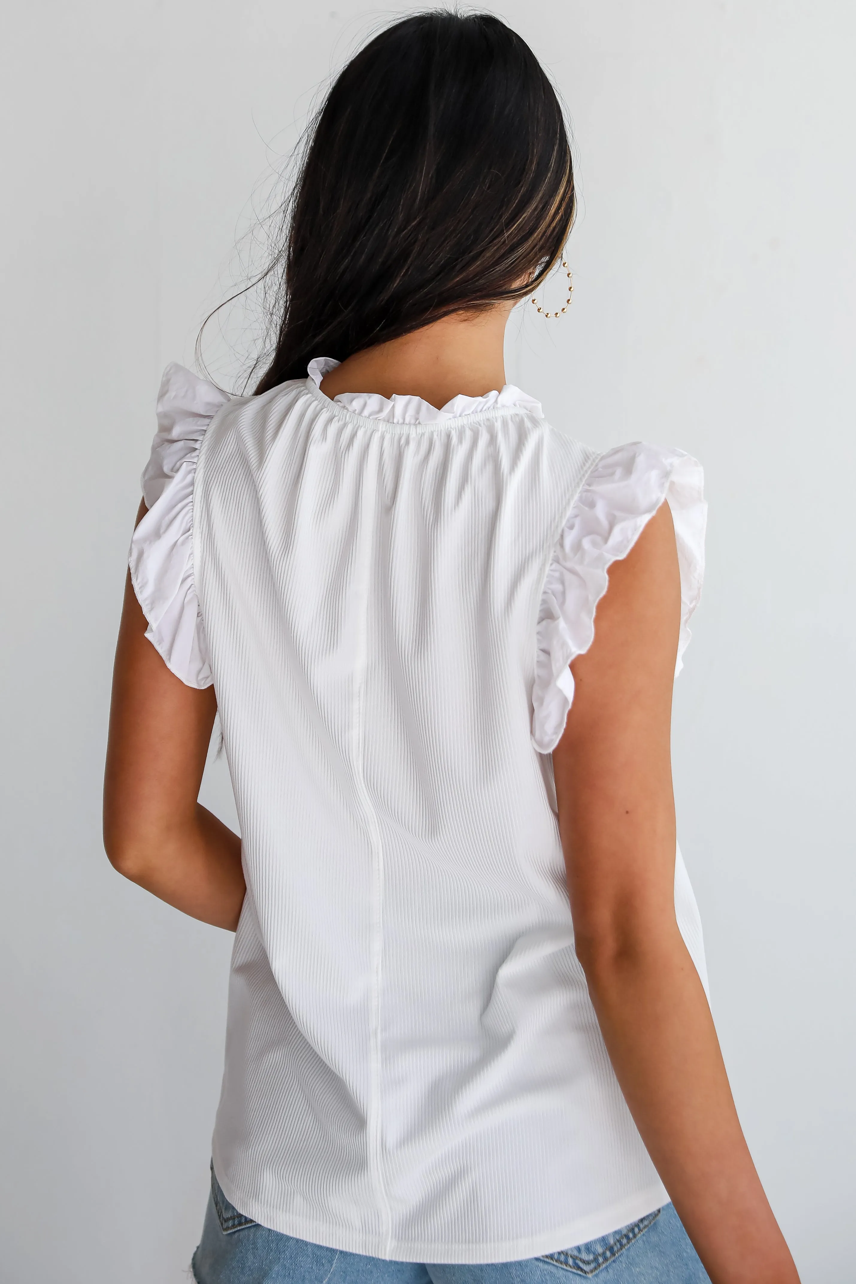 FINAL SALE - Send Love White Ruffle Sleeve Blouse