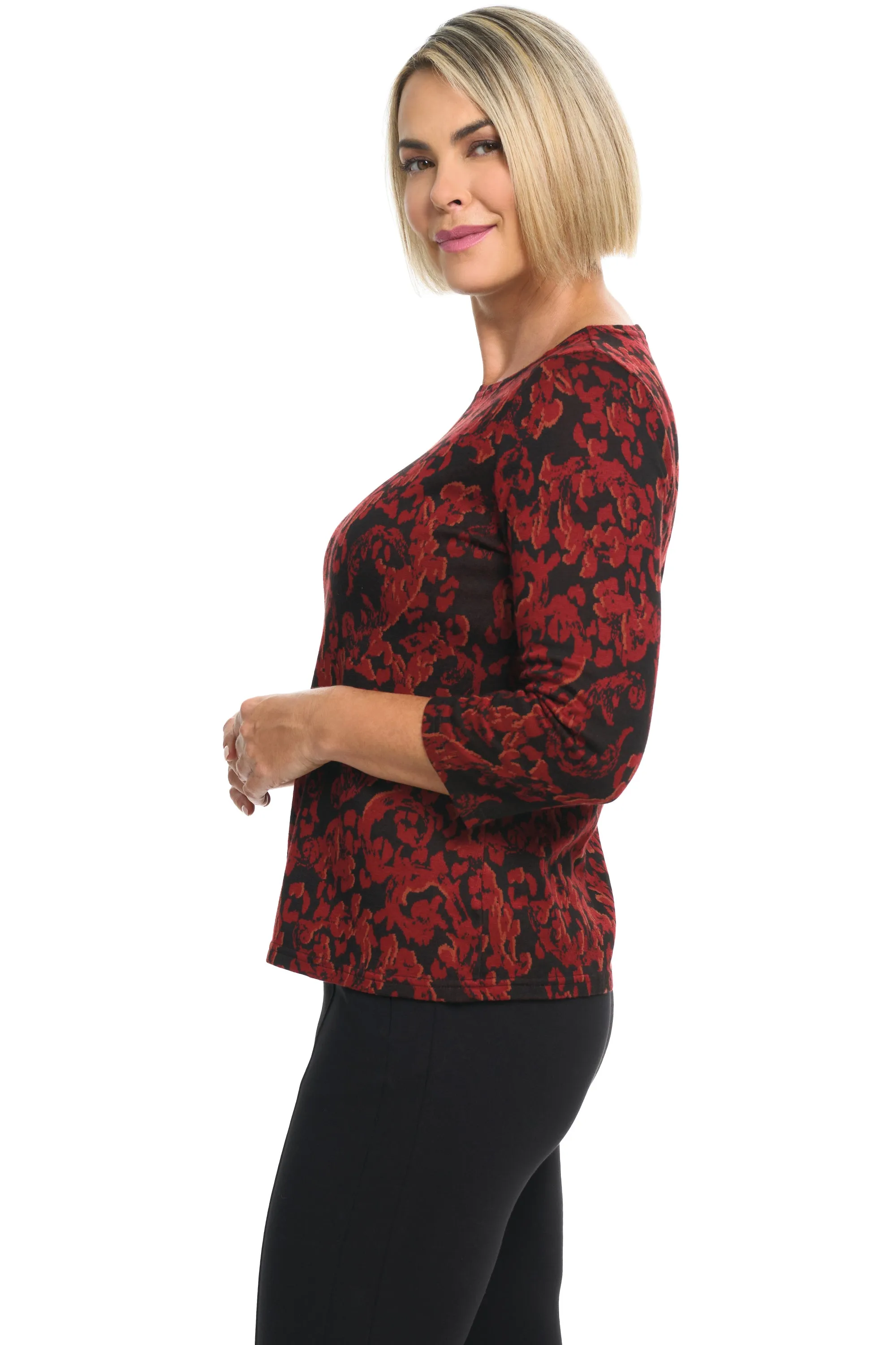 Floral Jacquard Boatneck