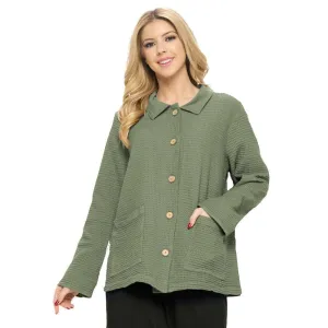 Focus Fashion Waffle Jacket in Luna Olive - SW231-OLV