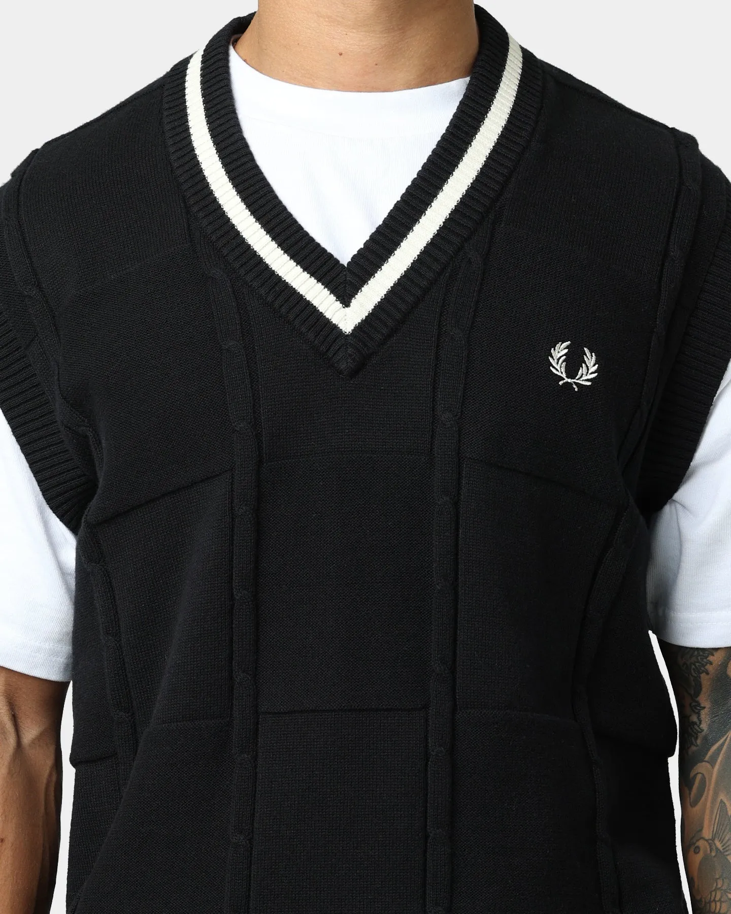 Fred Perry Cable Knit Tank Black